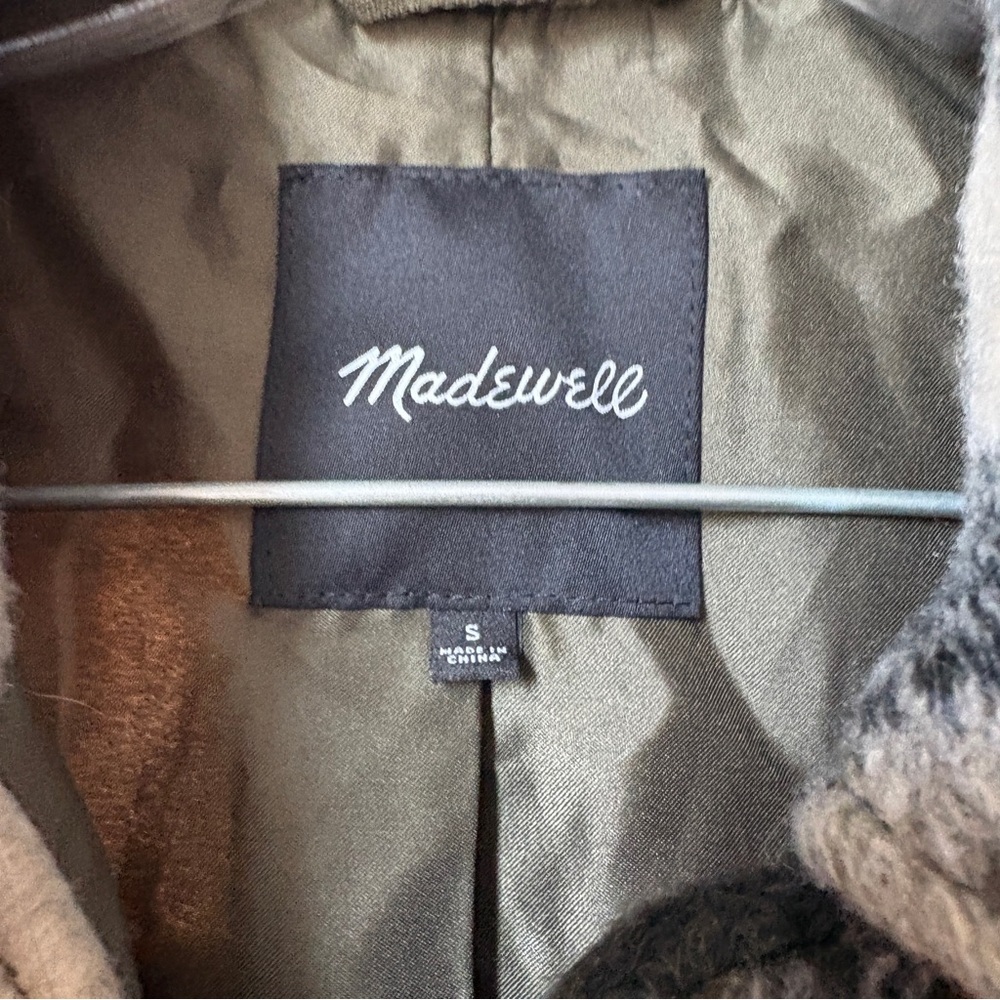 Madewell sz S Belrose Shirt-Jacket in Maran Plaid Wool Blend Shacket Coat Green - Picture 5 of 11